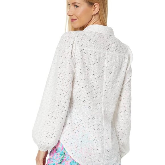 Lilly Pulitzer Sea Breeze eyelet button down top NWT - Picture 2 of 7